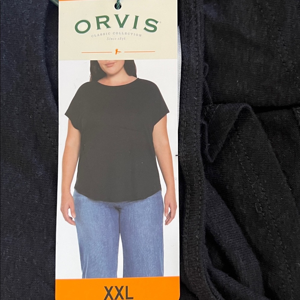 NWT Orvis Women’s Linen Blend Short Sleeve Top, Black linen scoop neckline‎ - Picture 6 of 8